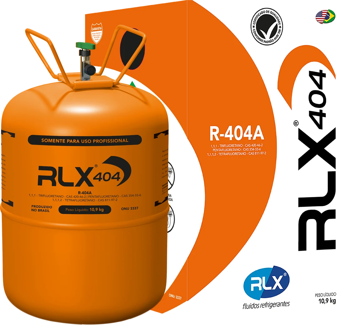 RLX 404A: embalagem e caixa do fluido refrigerante